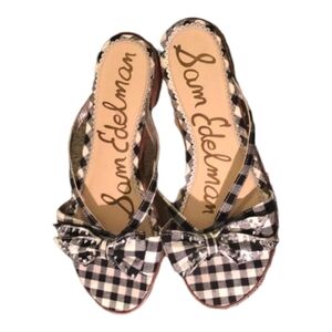 Sam Edelman Canvas Studded Gingham Sandals Size 7